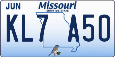 MO license plate KL7A5O