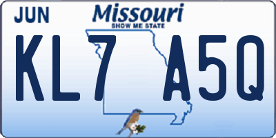 MO license plate KL7A5Q
