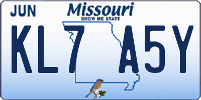 MO license plate KL7A5Y