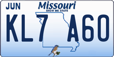 MO license plate KL7A6O
