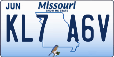 MO license plate KL7A6V