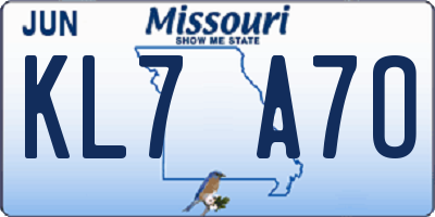 MO license plate KL7A7O