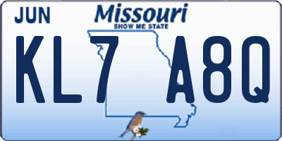 MO license plate KL7A8Q