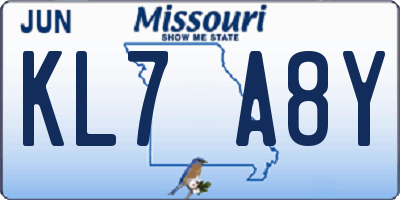 MO license plate KL7A8Y