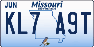 MO license plate KL7A9T