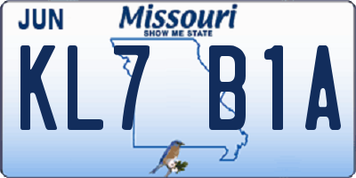 MO license plate KL7B1A