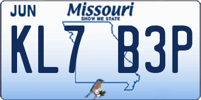 MO license plate KL7B3P