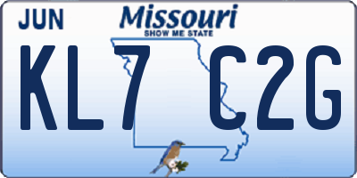 MO license plate KL7C2G