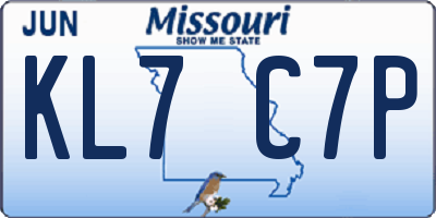 MO license plate KL7C7P