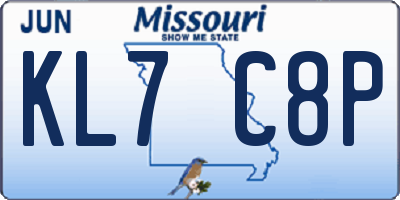 MO license plate KL7C8P
