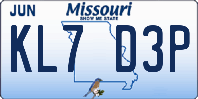 MO license plate KL7D3P