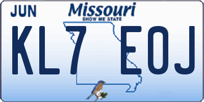 MO license plate KL7E0J
