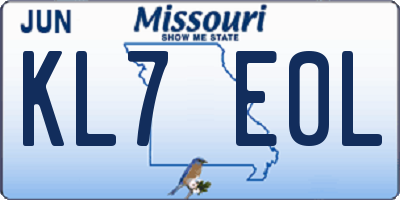 MO license plate KL7E0L
