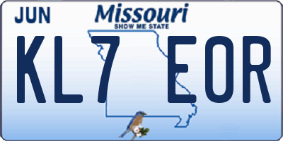MO license plate KL7E0R