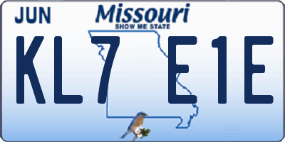 MO license plate KL7E1E