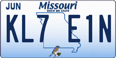 MO license plate KL7E1N
