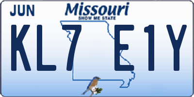 MO license plate KL7E1Y