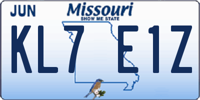 MO license plate KL7E1Z
