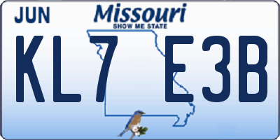 MO license plate KL7E3B