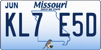 MO license plate KL7E5D