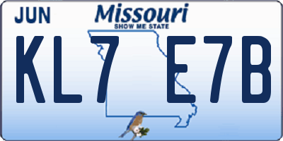 MO license plate KL7E7B