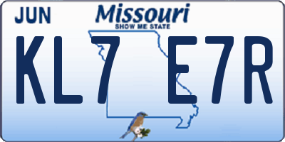 MO license plate KL7E7R