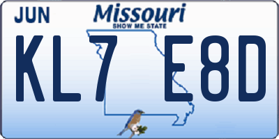 MO license plate KL7E8D