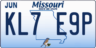 MO license plate KL7E9P