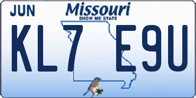 MO license plate KL7E9U
