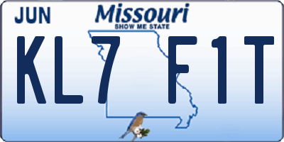 MO license plate KL7F1T