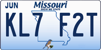 MO license plate KL7F2T