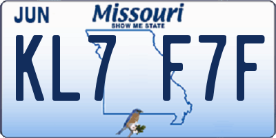 MO license plate KL7F7F