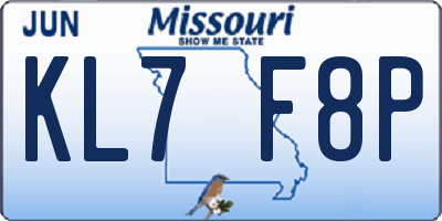 MO license plate KL7F8P