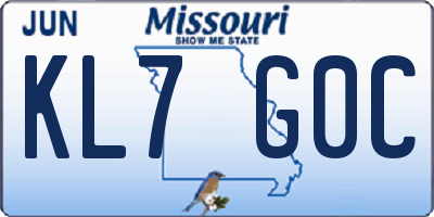 MO license plate KL7G0C