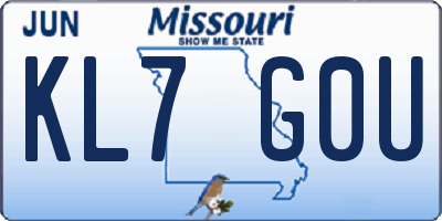 MO license plate KL7G0U