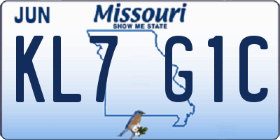 MO license plate KL7G1C