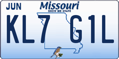 MO license plate KL7G1L