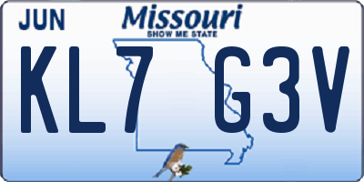 MO license plate KL7G3V
