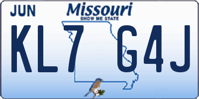MO license plate KL7G4J