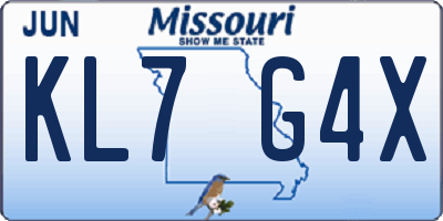 MO license plate KL7G4X