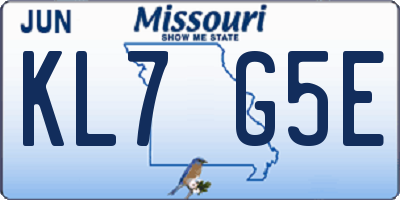 MO license plate KL7G5E