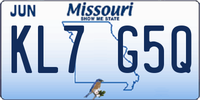 MO license plate KL7G5Q