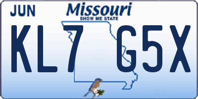 MO license plate KL7G5X