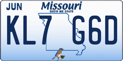 MO license plate KL7G6D