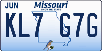 MO license plate KL7G7G