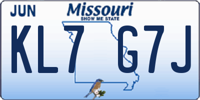 MO license plate KL7G7J