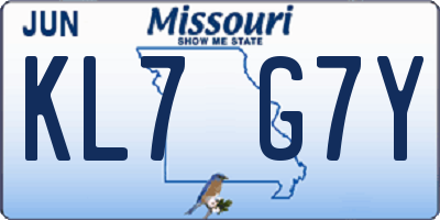 MO license plate KL7G7Y