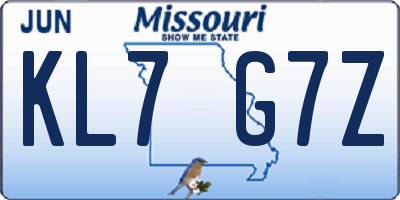 MO license plate KL7G7Z