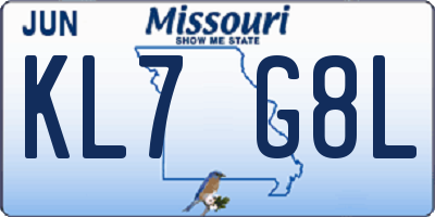 MO license plate KL7G8L