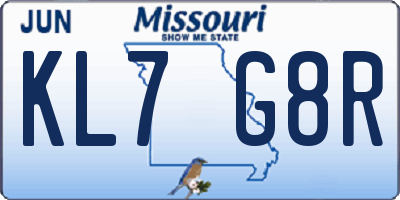 MO license plate KL7G8R